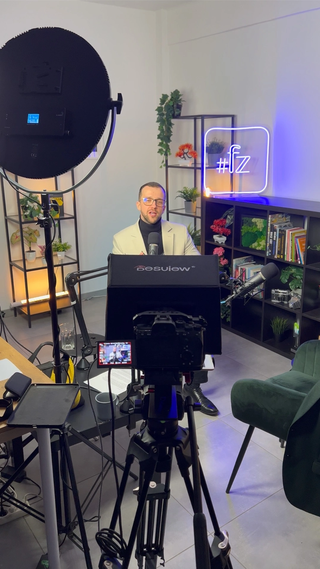 Profesjonalny setup kamery i oświetlenia